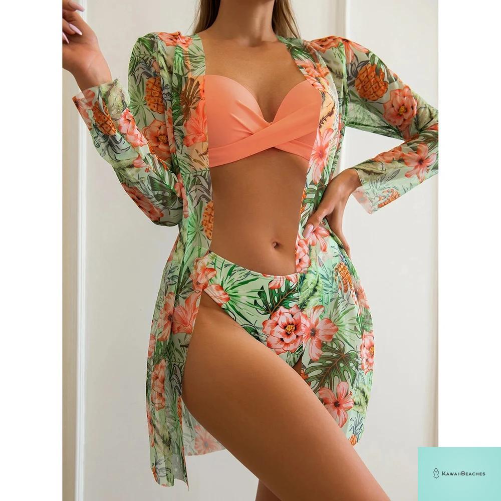 Womens 3 Piece Long Sleeve Swimsuit