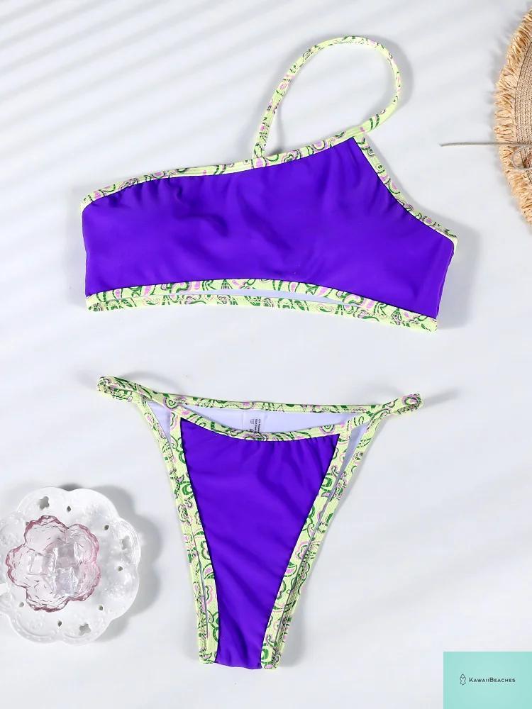 Tropical Temptation Printed One Shoulder Swimwear