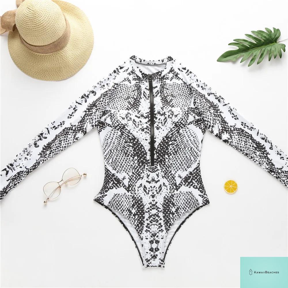 Womens Long Sleeve Surfing Swimsuit Monokini