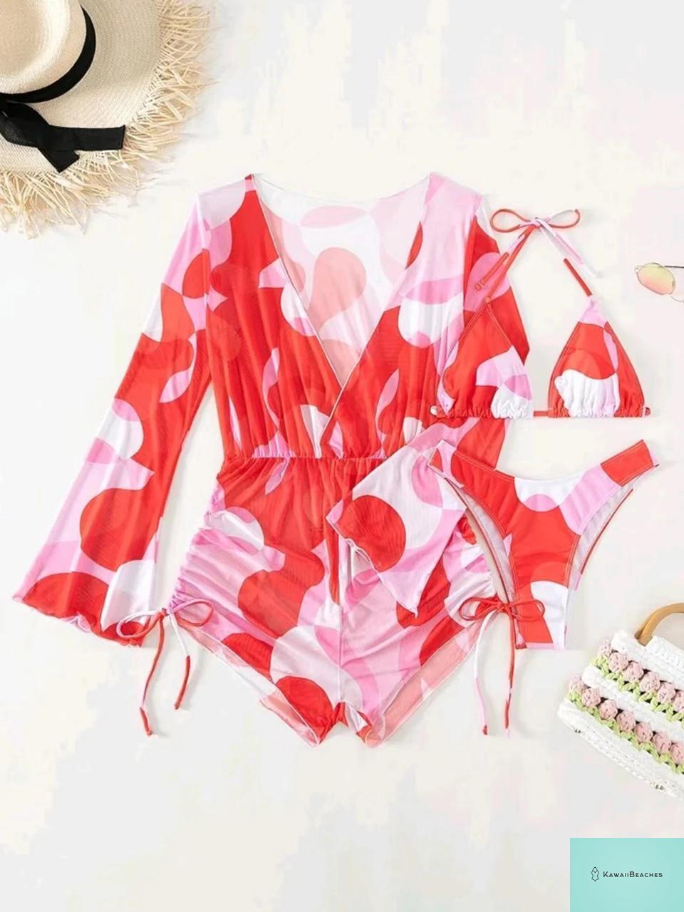 Tropical Print Halter Bikini Swimsuit