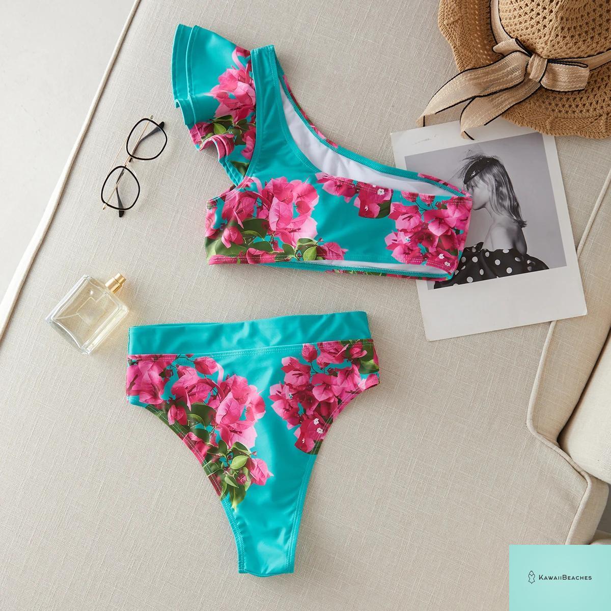 Floral Printed High Waist Bandage Bikini Set