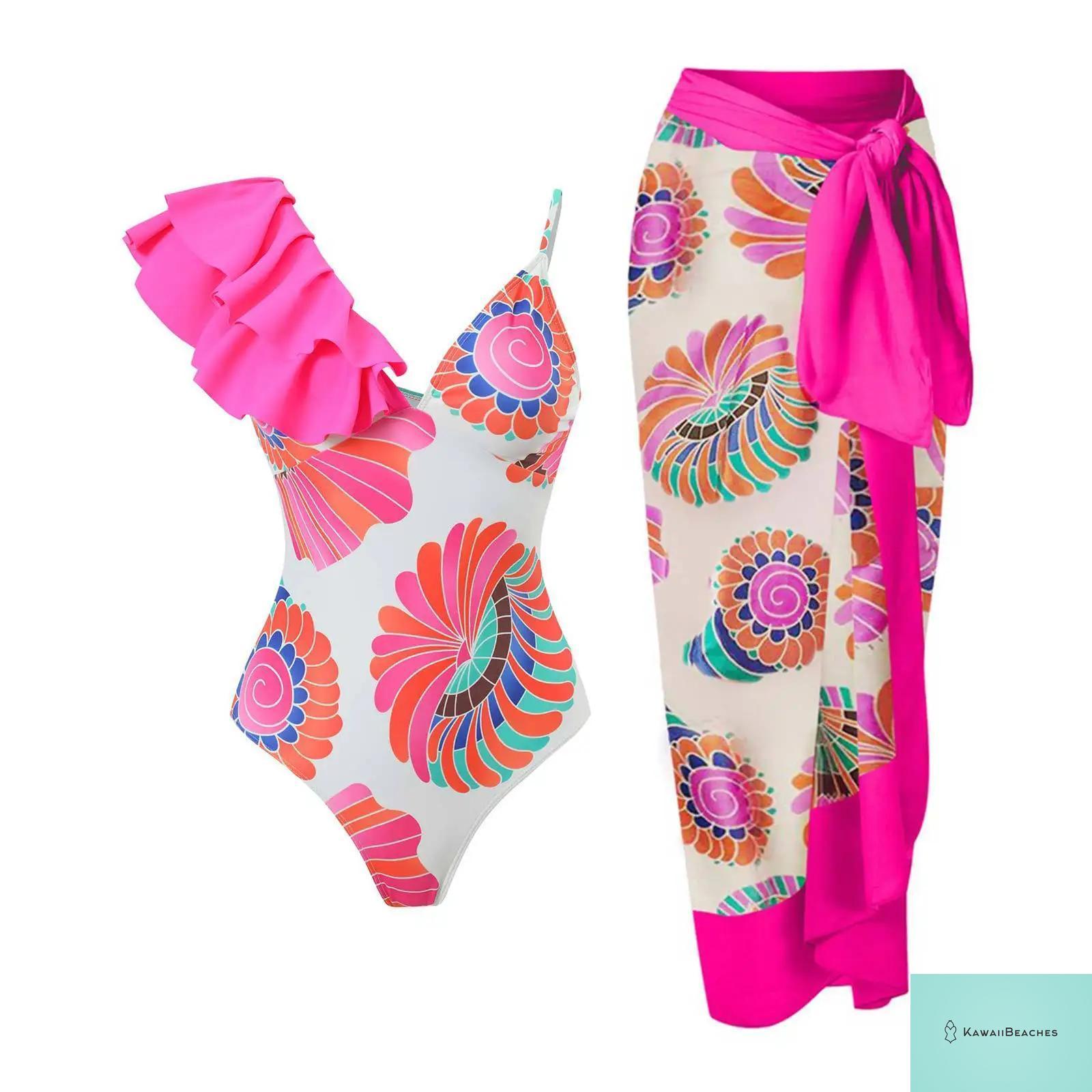 Floral Ruffle Push Up Bikini Set