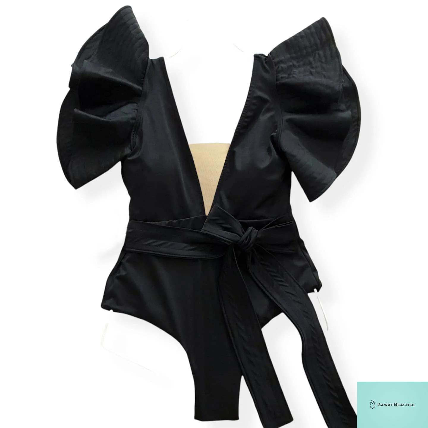 Kawaii V-Neck Lace Print One Piece Swimsuit