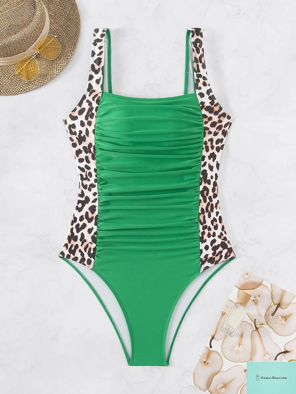 Leopard Print Backless One Piece Swimsuit