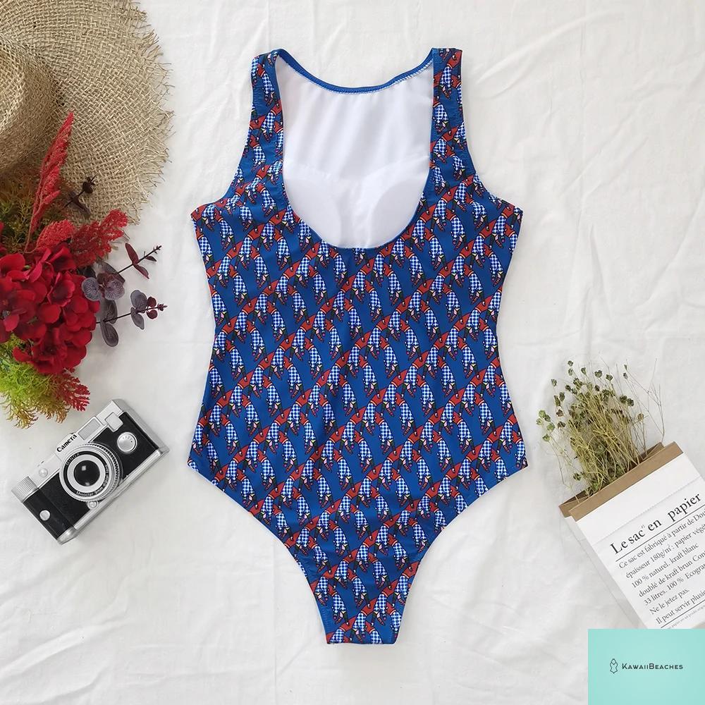 Striped Tropical Monokini Swimsuit for Women