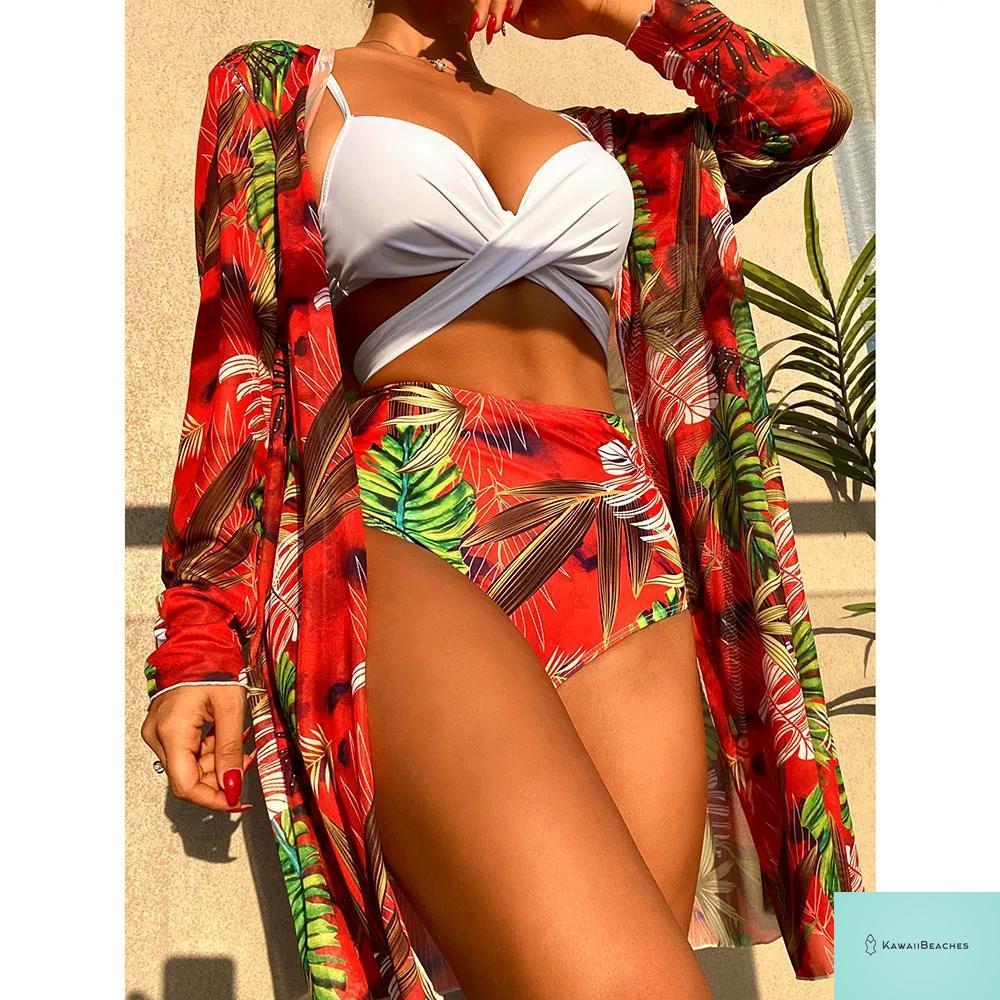 Womens 3 Piece Long Sleeve Swimsuit
