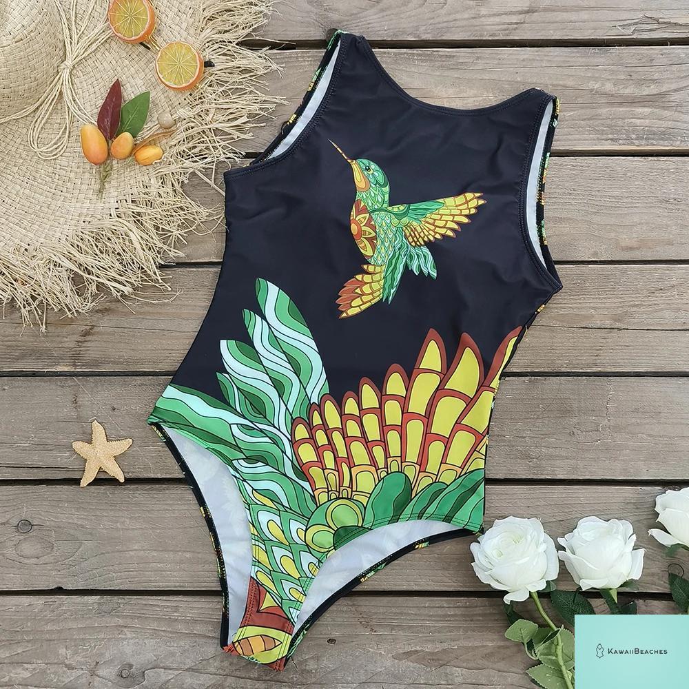 Womens Floral Lace Up Swimsuit