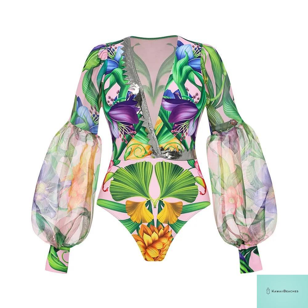 Womens Ruffle Deep V Swimsuit