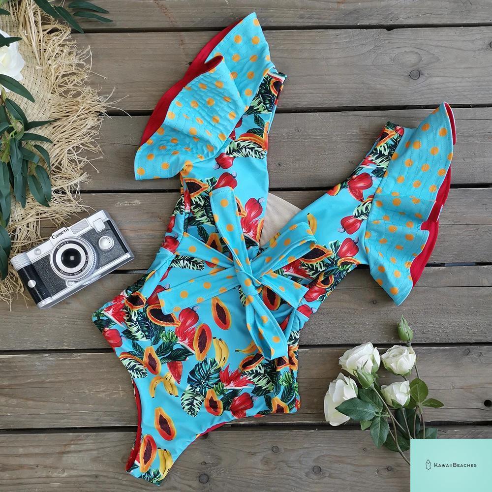 Floral Printed High Waist Bandage Bikini Set