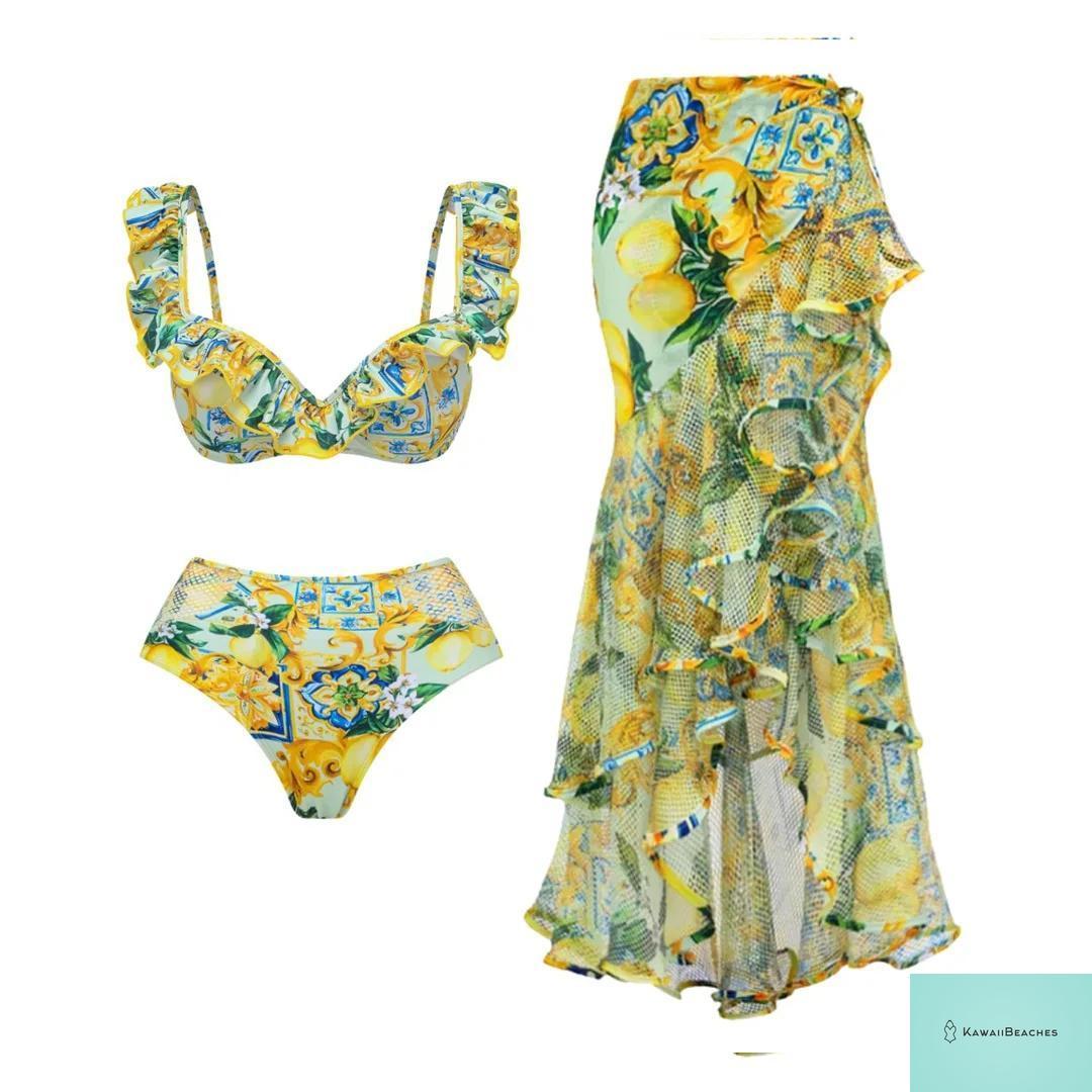 Floral Ruffle Push-Up One-Piece Swimsuit