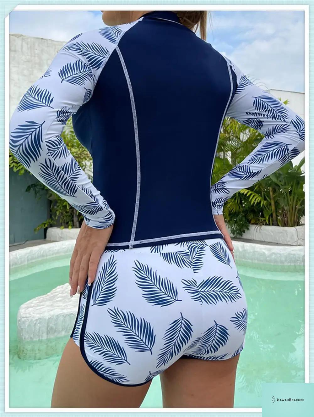 Tropical Long Sleeve Rashguard Swimsuit