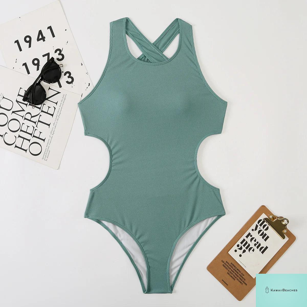 Striped Tropical Monokini Swimsuit for Women