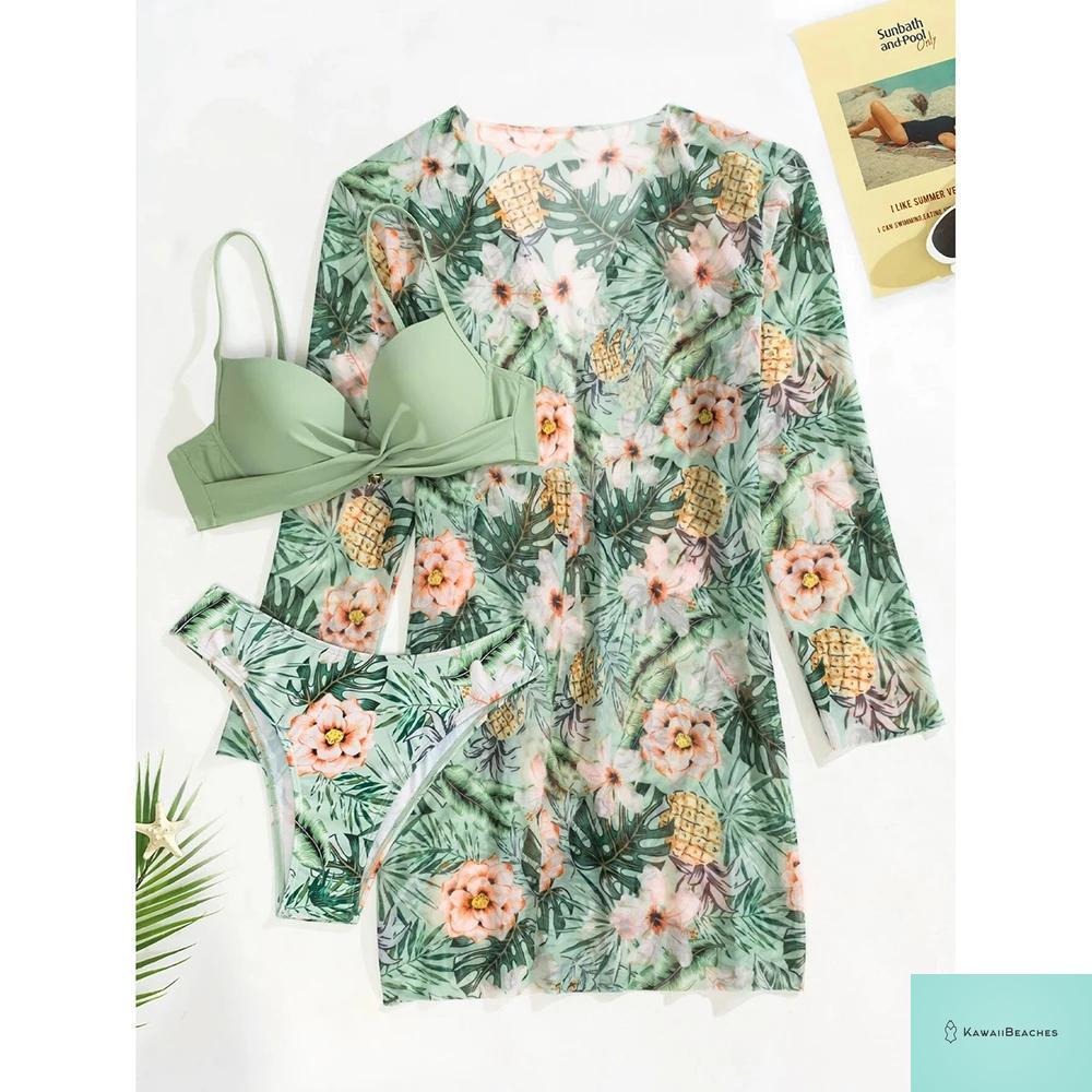 Womens 3 Piece Long Sleeve Swimsuit