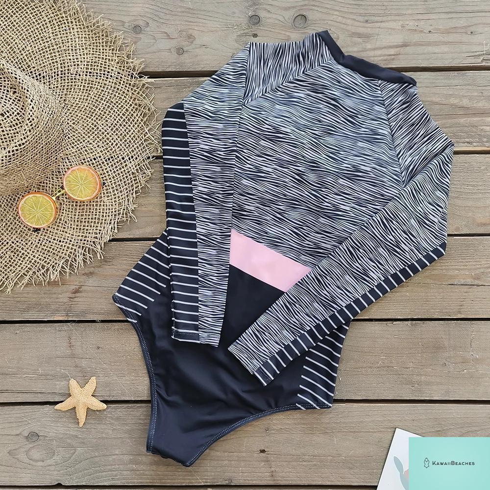 Womens Long Sleeve Surfing Swimsuit Monokini