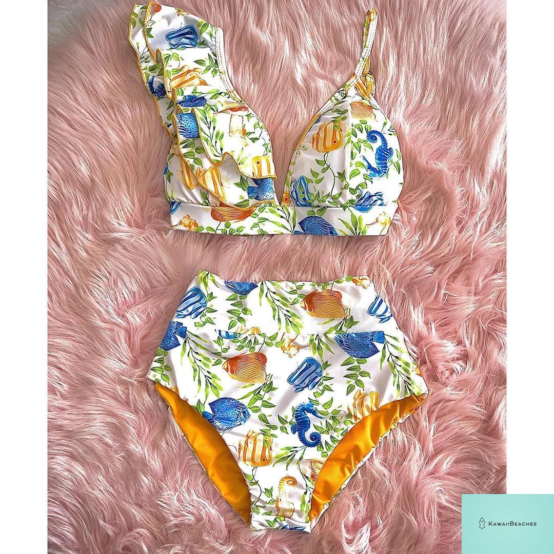 Floral Printed High Waist Bandage Bikini Set