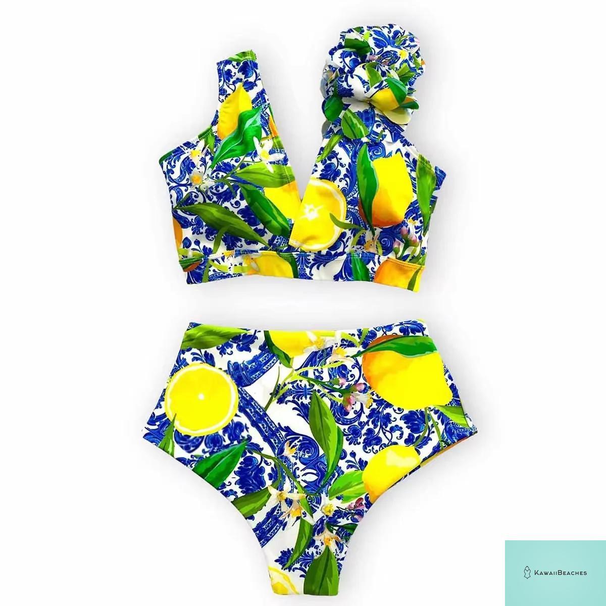 Floral Printed High Waist Bandage Bikini Set