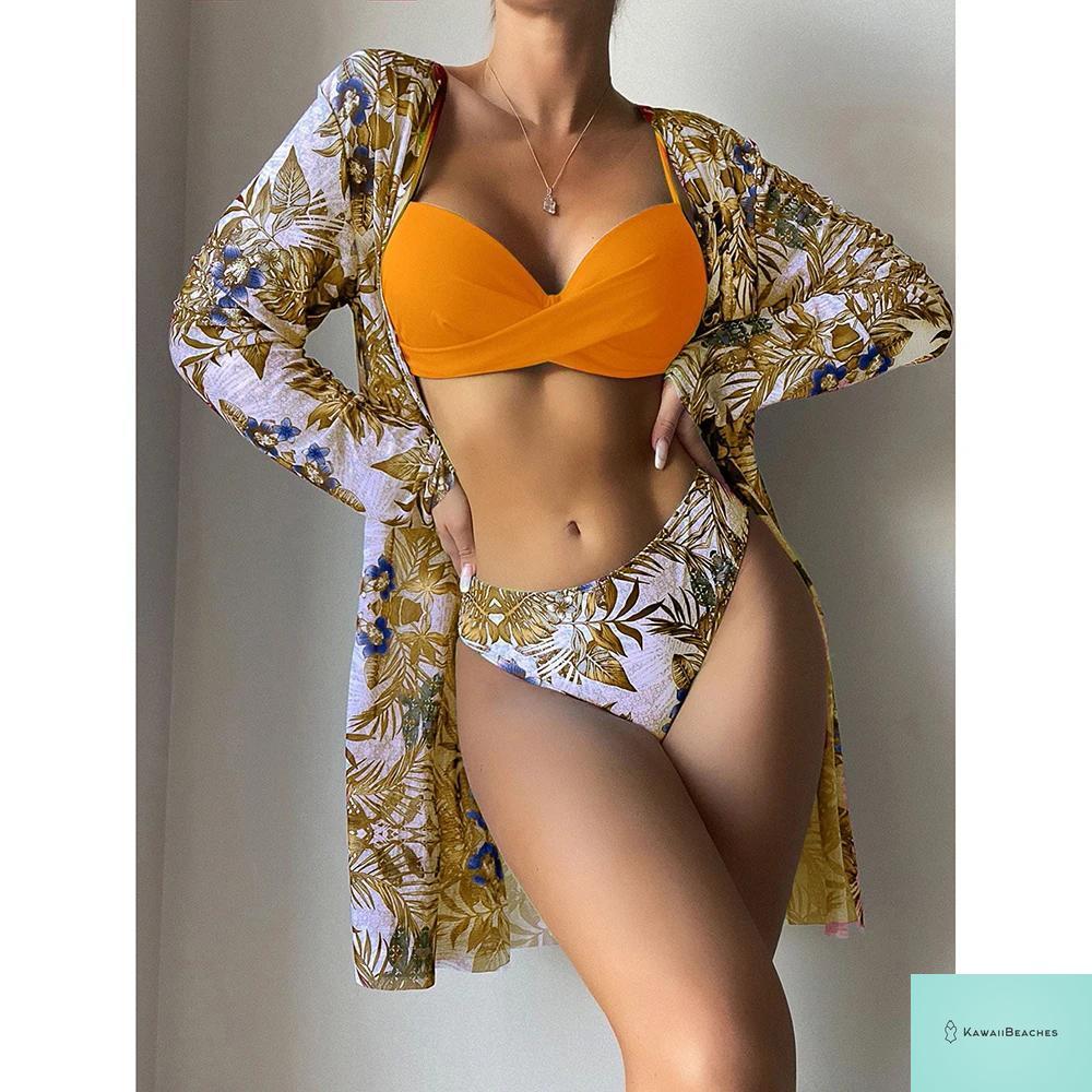 Womens 3 Piece Long Sleeve Swimsuit