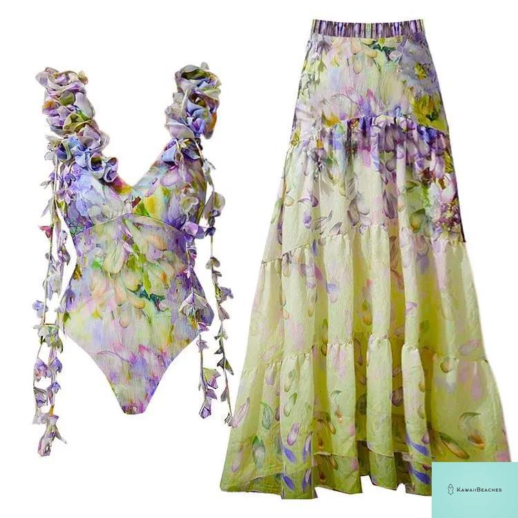 Floral Ruffle Push-Up One-Piece Swimsuit