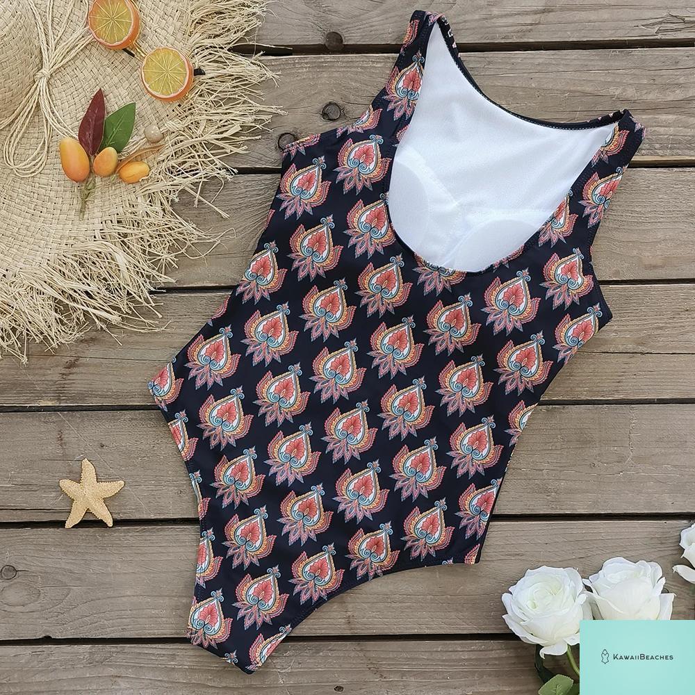 Womens Floral Lace Up Swimsuit