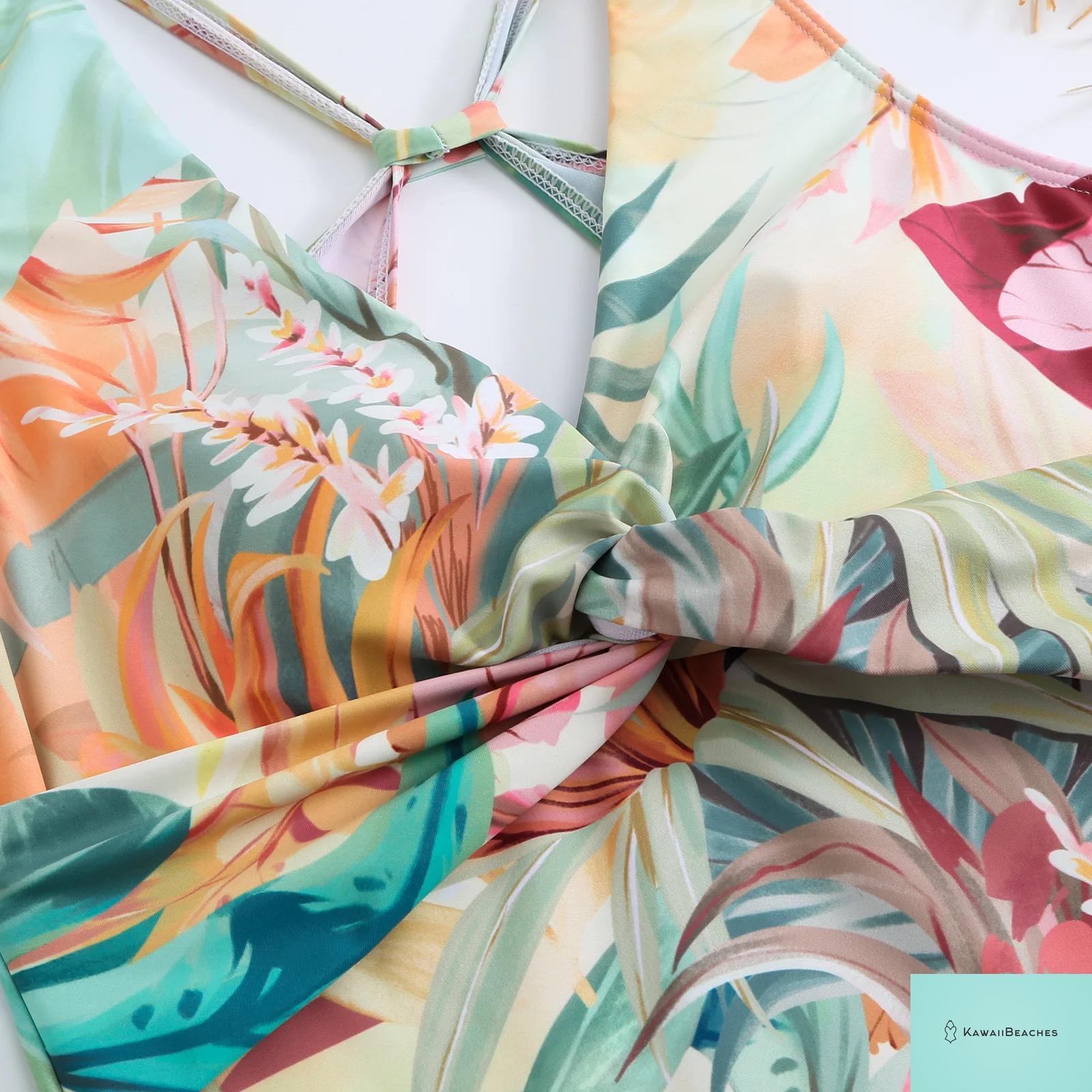 Floral Ruffle Push Up Bikini Set