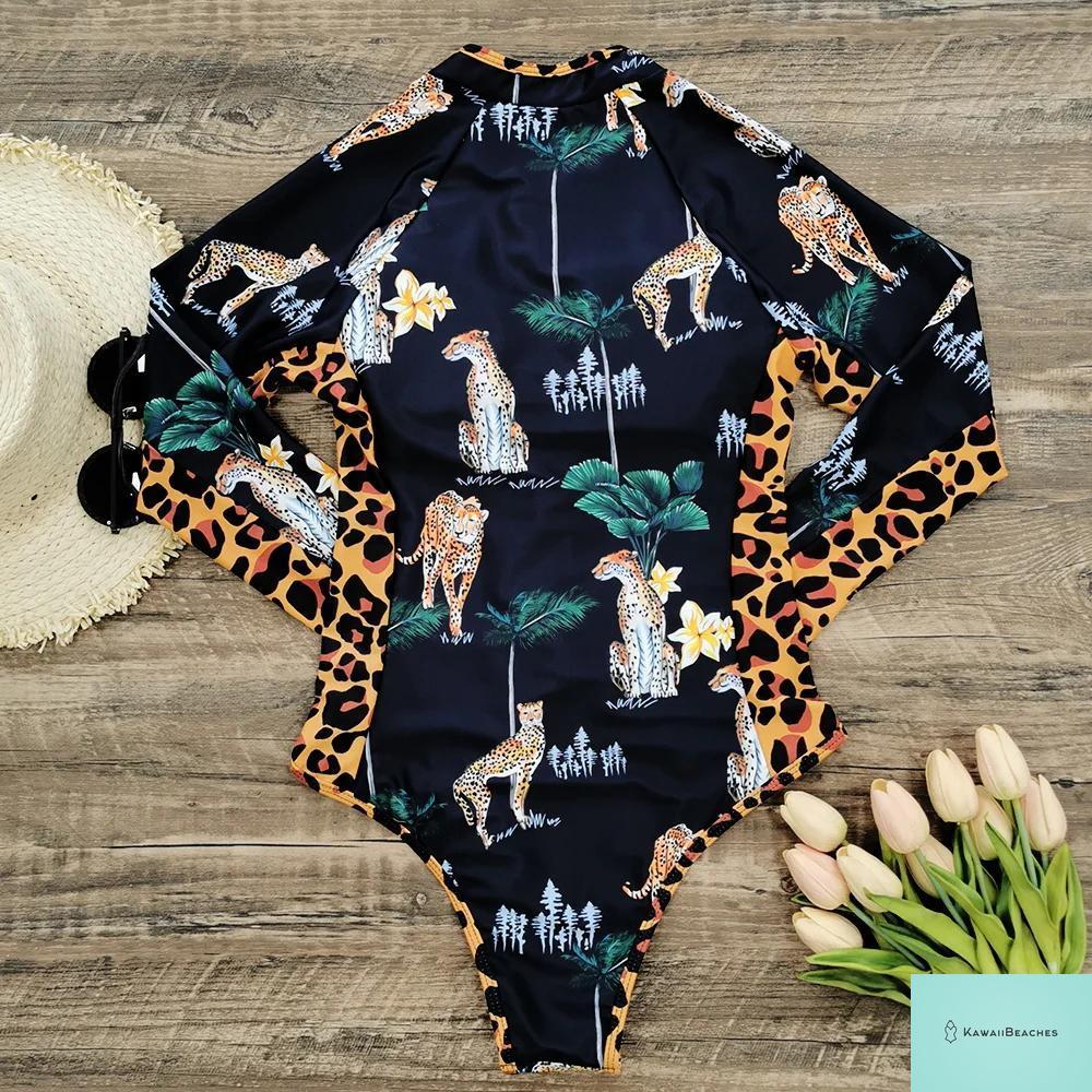 Womens Long Sleeve Surfing Swimsuit Monokini