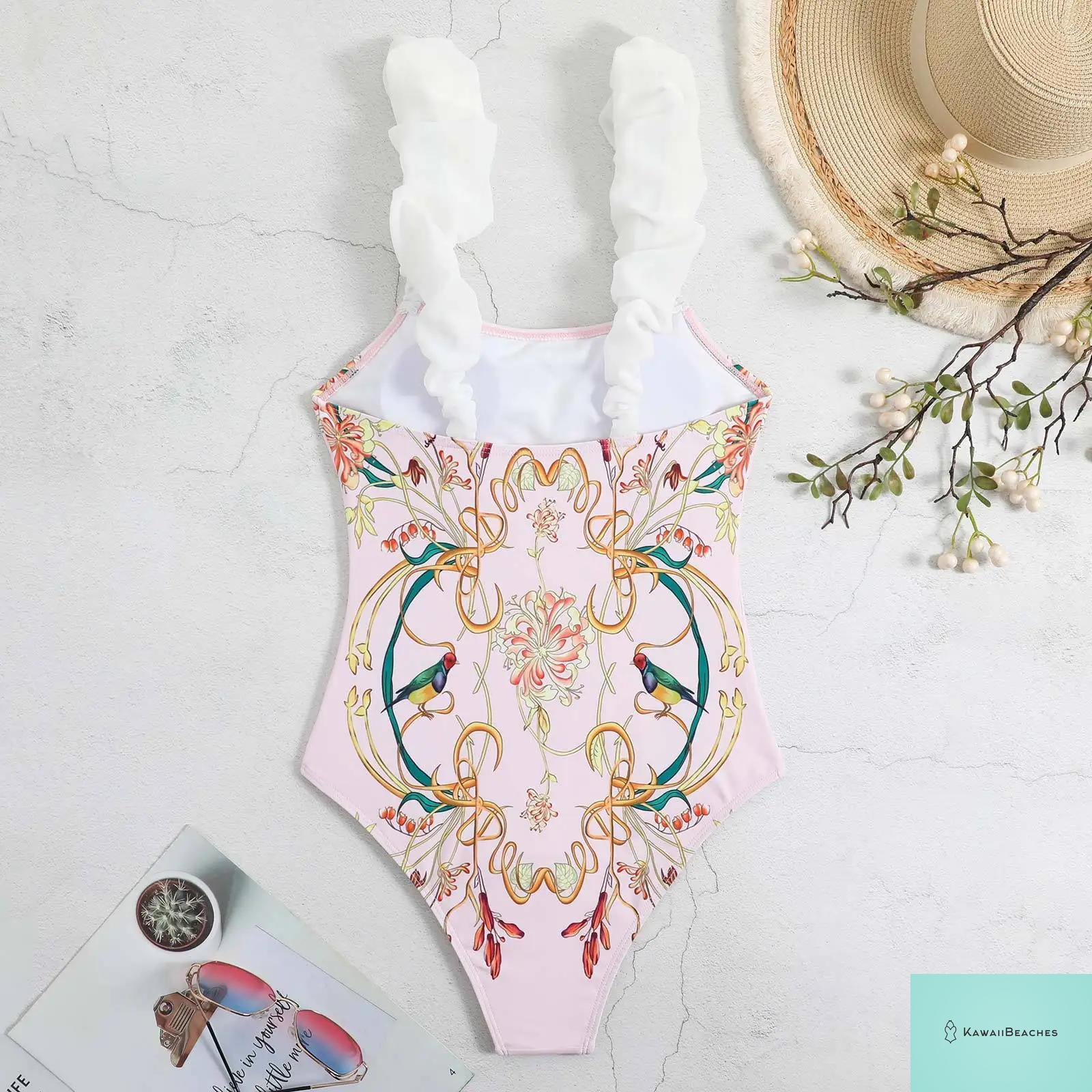 Floral Ruffle Push Up Bikini Set