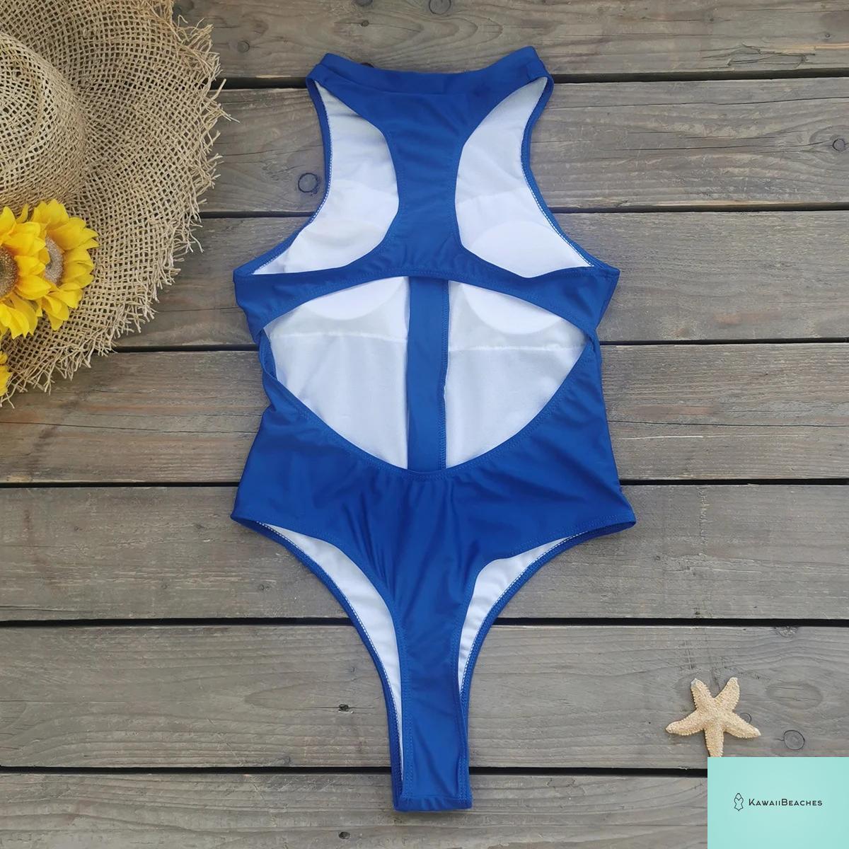 Kawaii Floral Lace-Up One-Piece Swimsuit