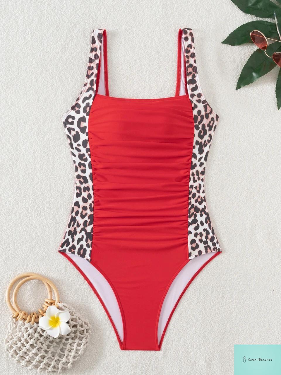 Leopard Print Backless One Piece Swimsuit