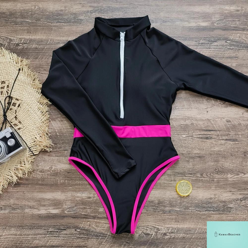 Womens Long Sleeve Surfing Swimsuit Monokini