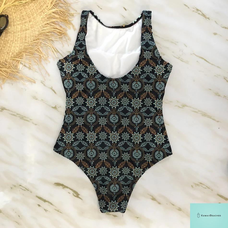 Striped Tropical Monokini Swimsuit for Women