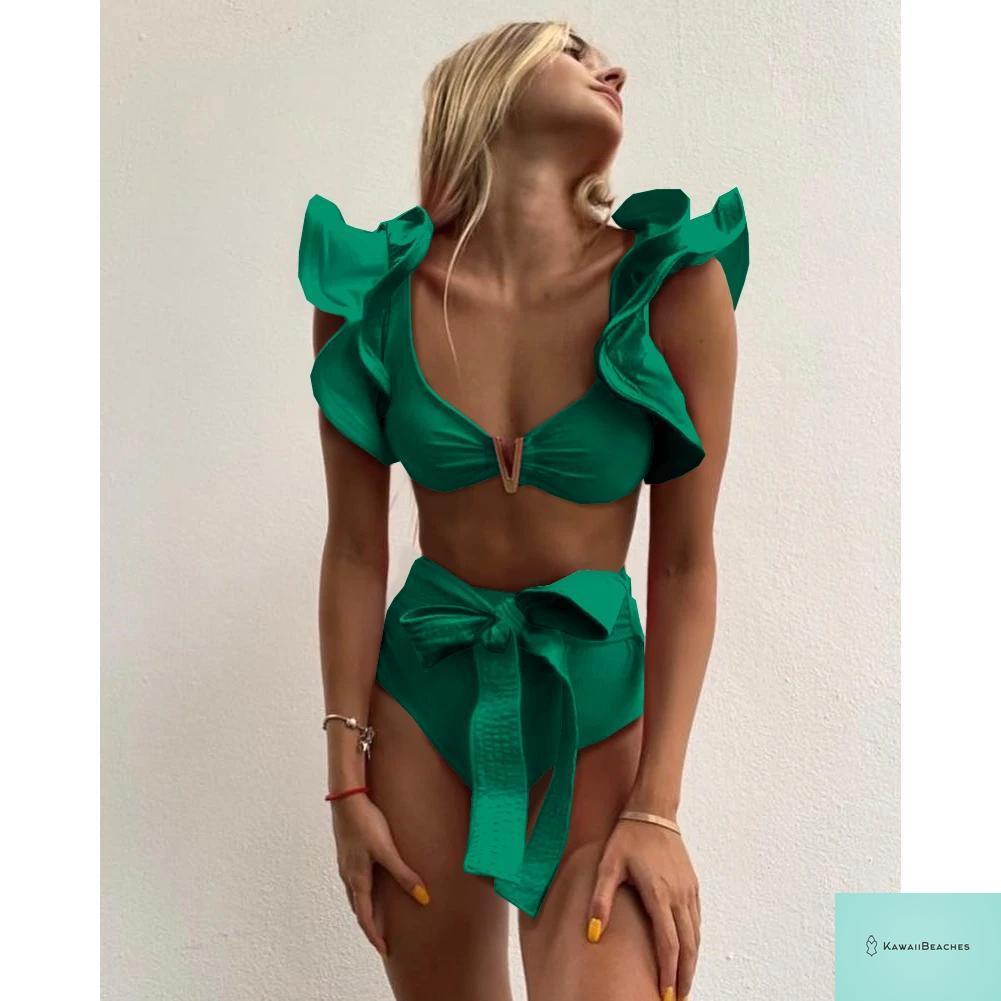 Floral Printed High Waist Bandage Bikini Set