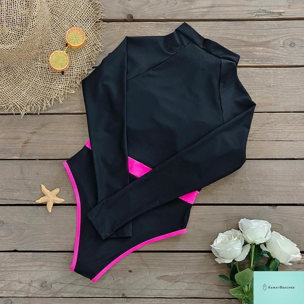 Womens Long Sleeve Surfing Swimsuit Monokini