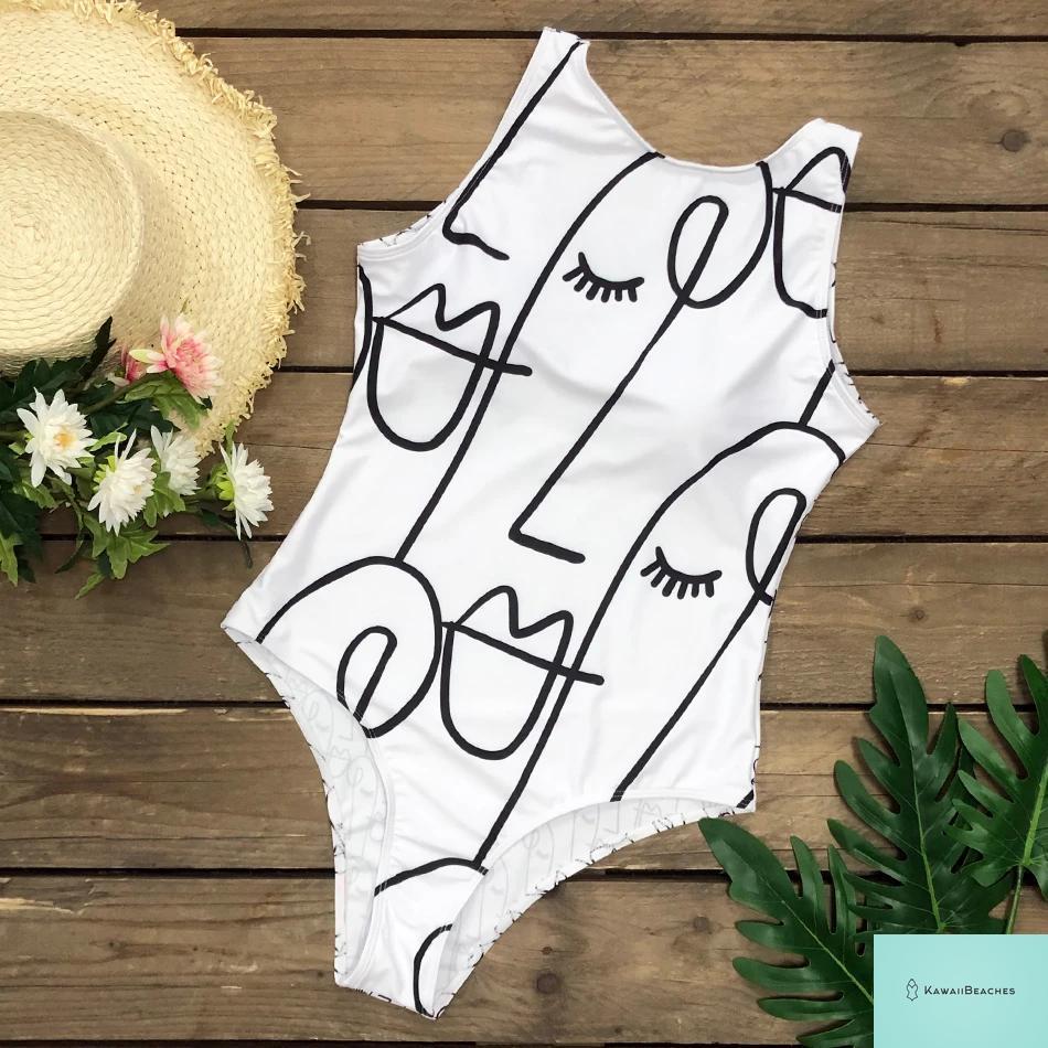 Striped Tropical Monokini Swimsuit for Women