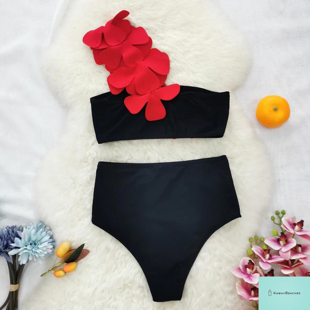 High Waist Ruffled Print Bikini Set