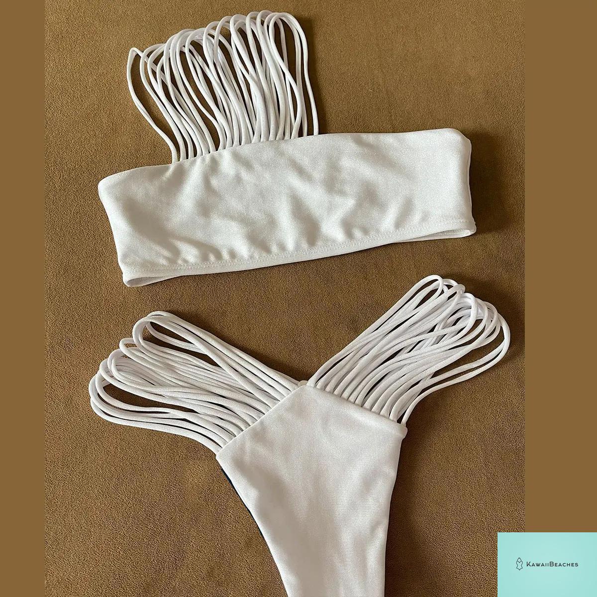 Kawaii Stripes Lace-Up Brazilian Bikini Set