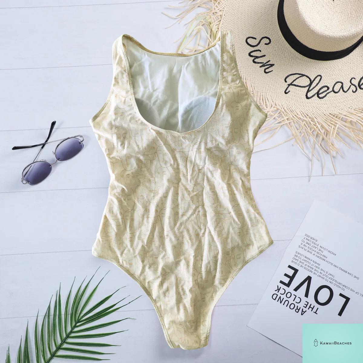 Striped Tropical Monokini Swimsuit for Women