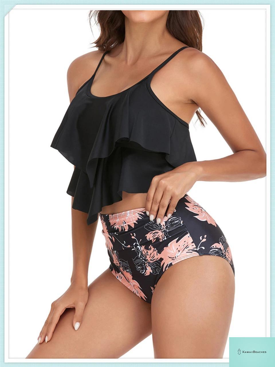 Ruffle Floral High Waist Bikini