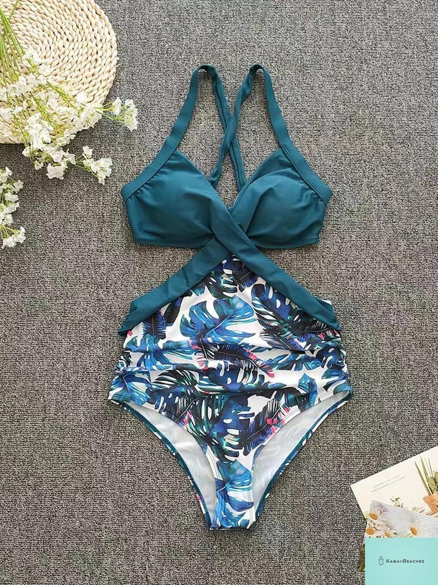 Kawaii Printed Halter One Piece Swimsuit