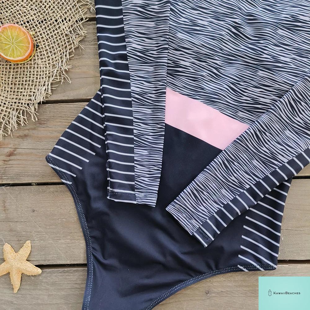 Womens Long Sleeve Surfing Swimsuit Monokini