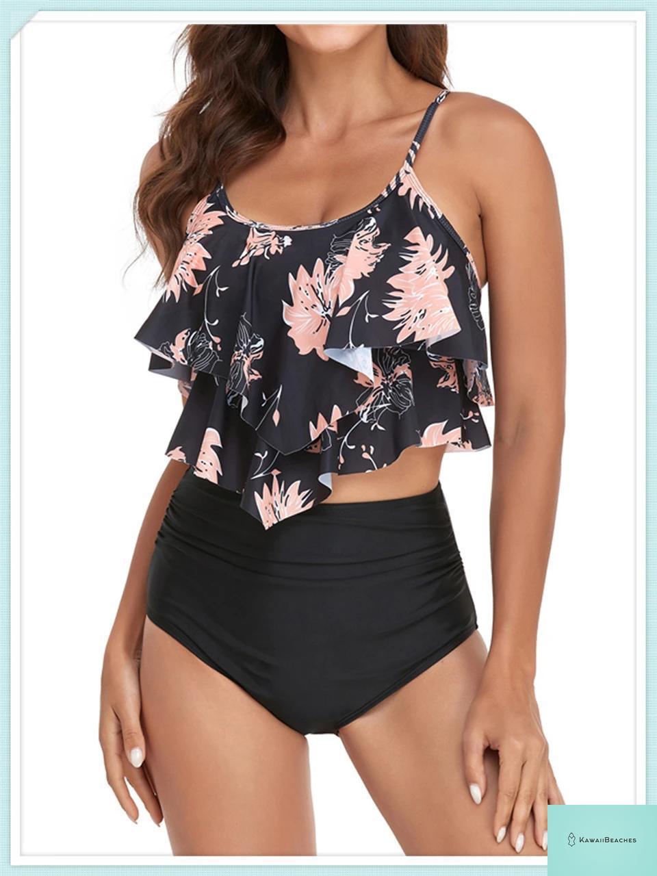 Ruffle Floral High Waist Bikini