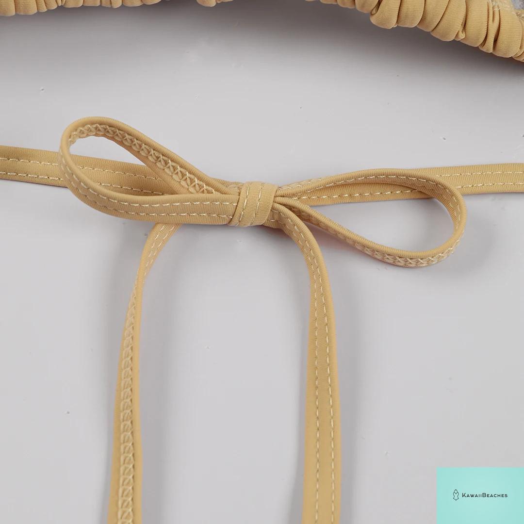 Kawaii Stripes Lace-Up Brazilian Bikini Set