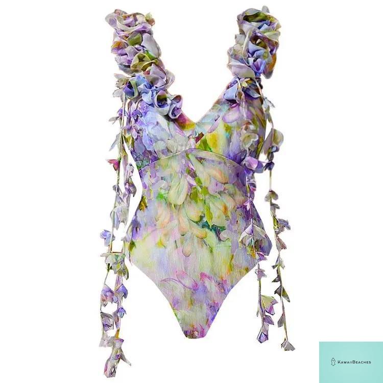 Floral Ruffle Push-Up One-Piece Swimsuit