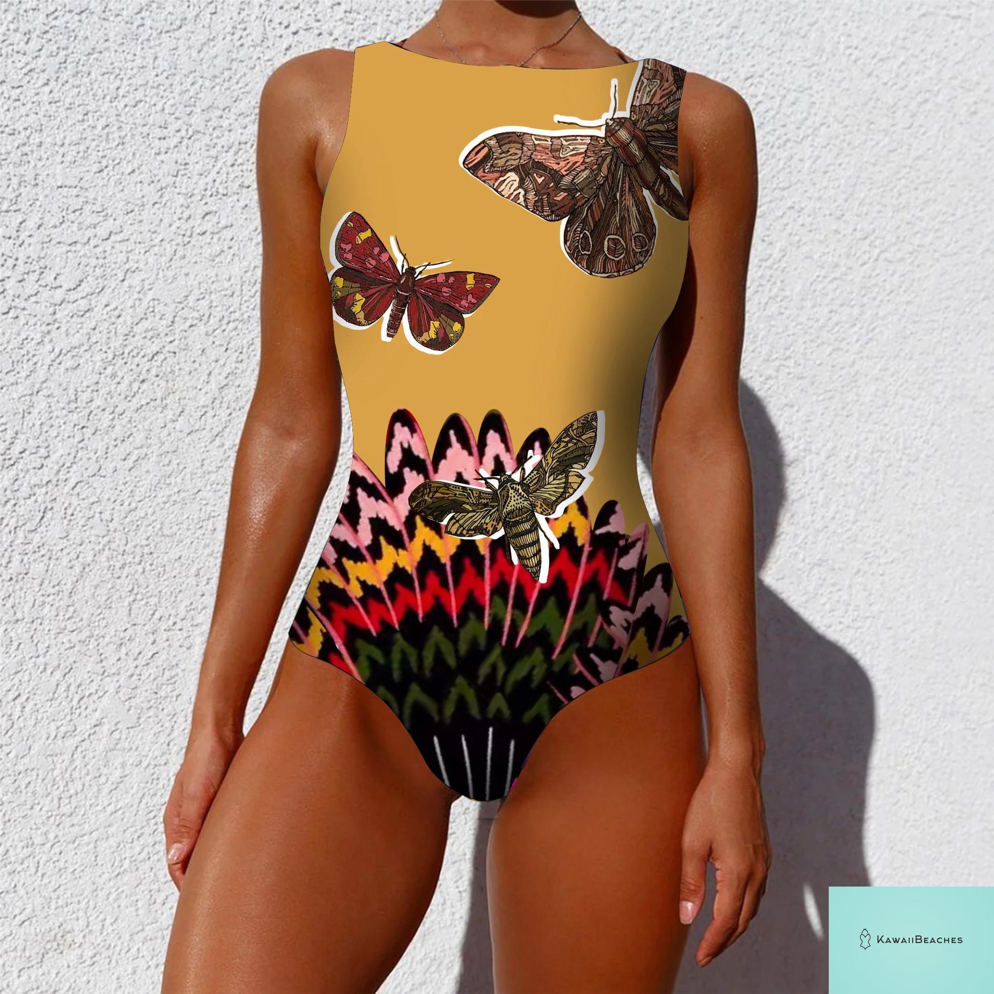 Womens Floral Lace Up Swimsuit