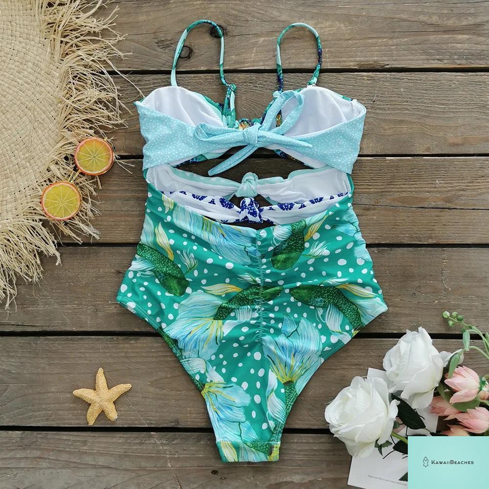 Kawaii Vintage Floral One Piece Swimsuit