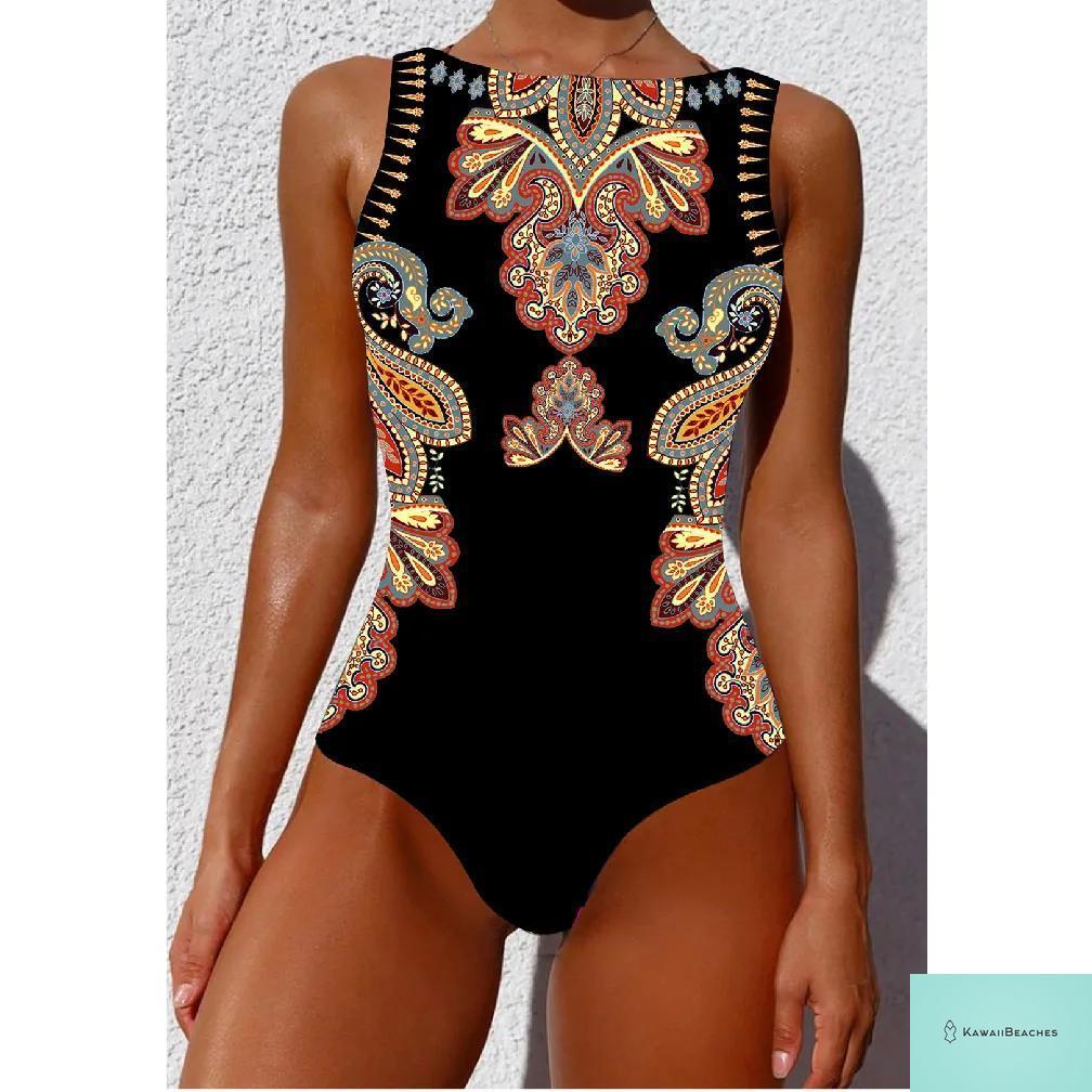 Womens Floral Lace Up Swimsuit