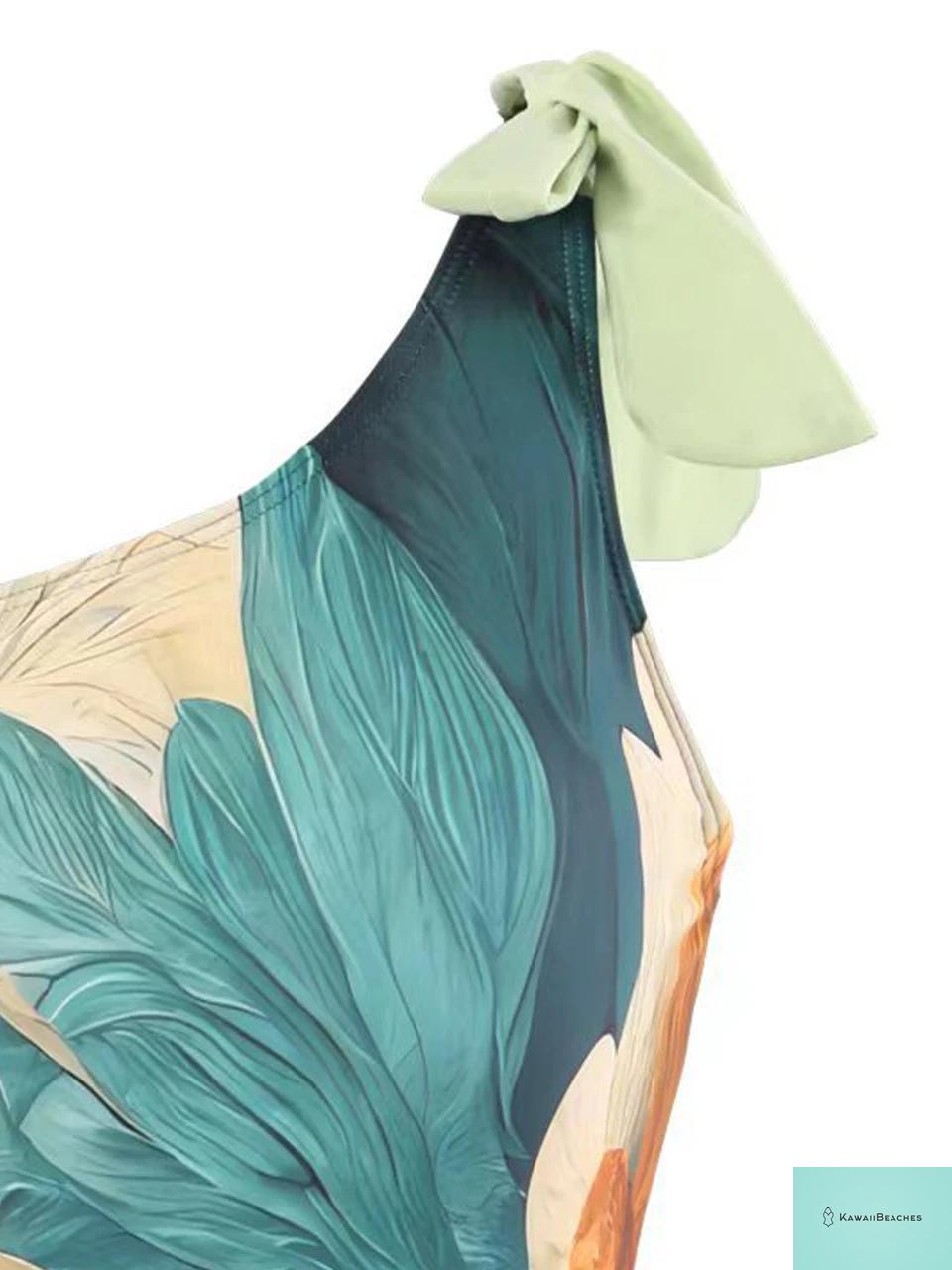 Vintage One Shoulder Swimsuit and Skirt Set