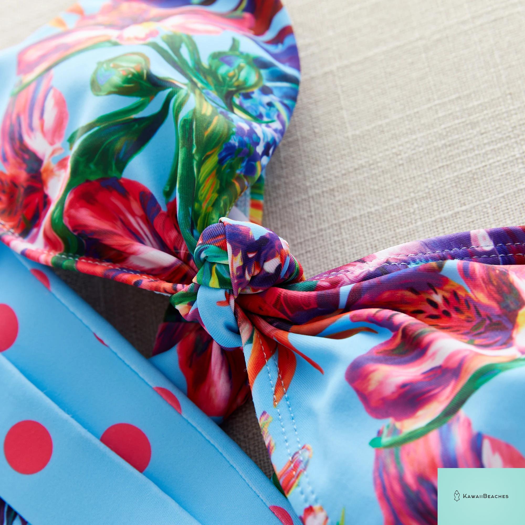 Floral Printed High Waist Bandage Bikini Set