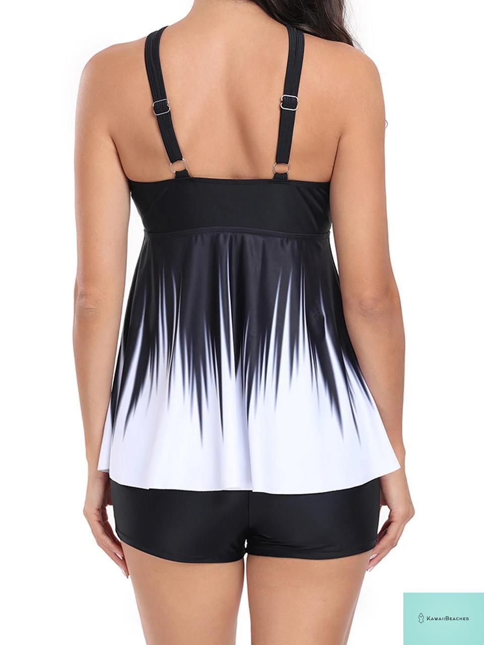 Gradient High Waist Halter Swimsuit