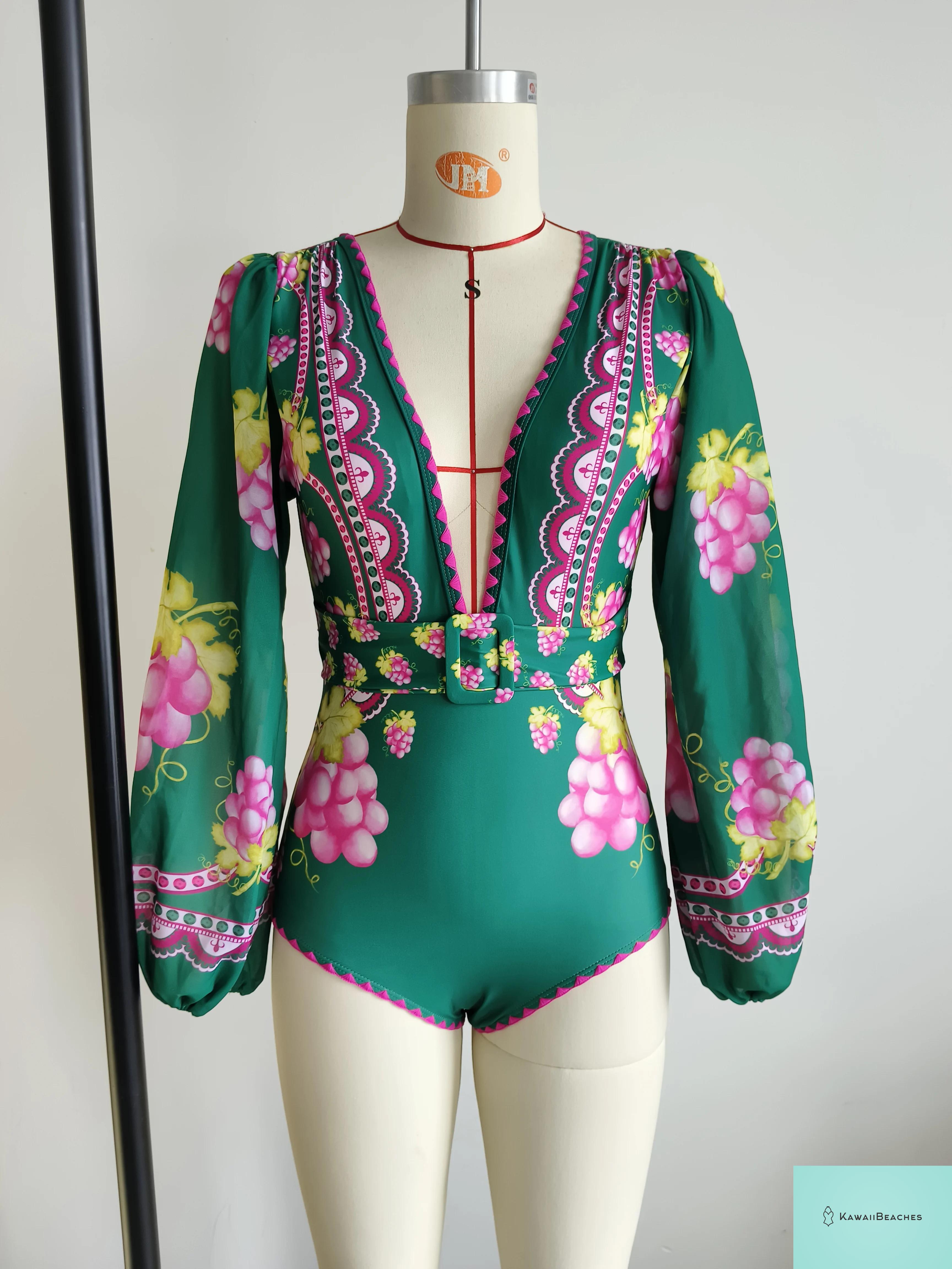 Womens Ruffle Deep V Swimsuit