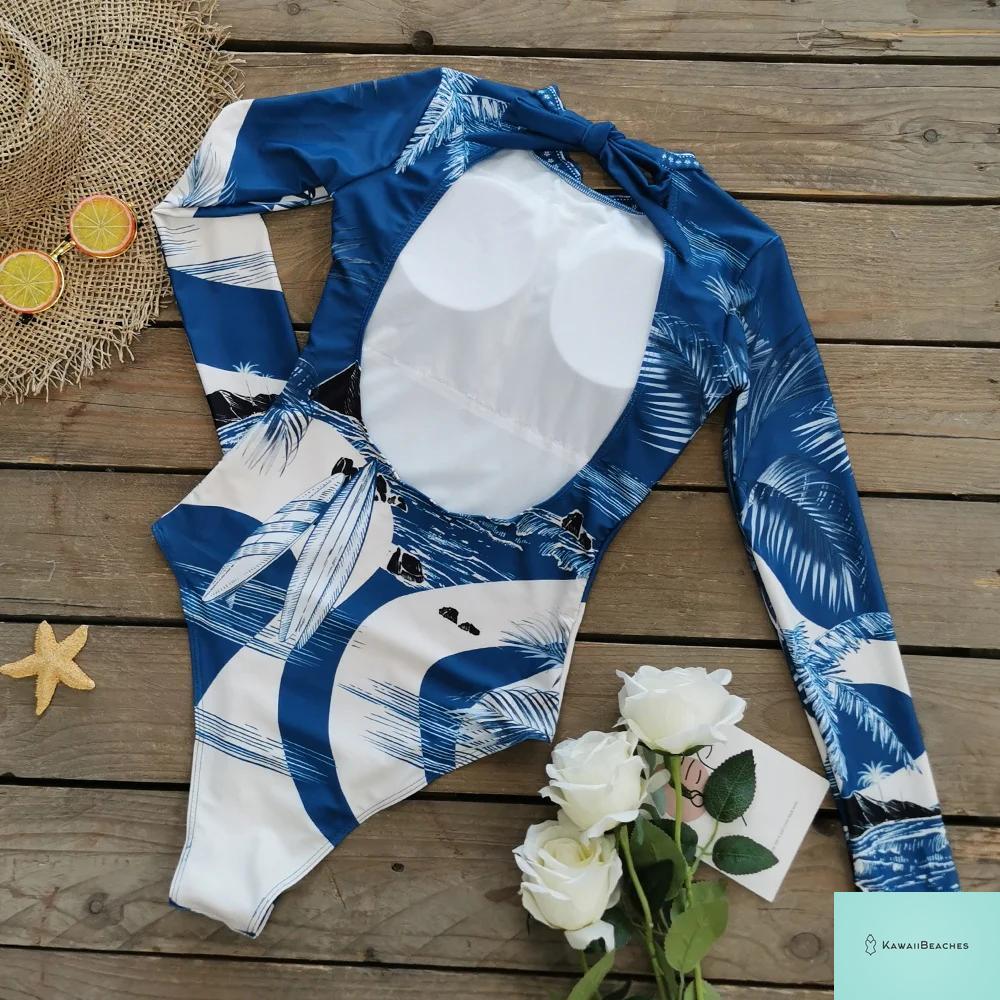 Womens Long Sleeve Surfing Swimsuit Monokini